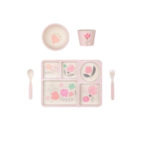 Love Mae ◆花草花園5件組- 無毒環保竹製兒童餐具