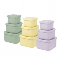 日本 KOM ◆ 霧面矽膠保鮮盒三件組-三色
