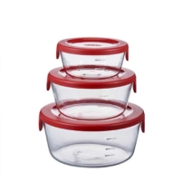 日本 HARIO ◆ 圓形玻璃保鮮盒3件組 (2色)