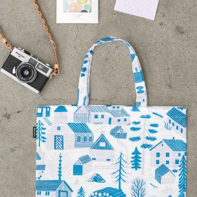 Kauniste ◆ 棉麻提袋 - 藍色鄉間小鎮 Kauniste ◆ 棉麻提袋 - 藍色鄉間小鎮