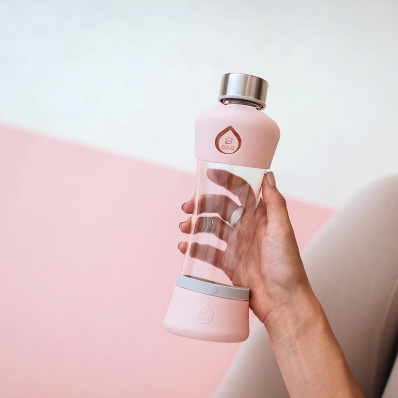 EQUA ◆ 耐熱曲線玻璃瓶550ml-櫻花粉