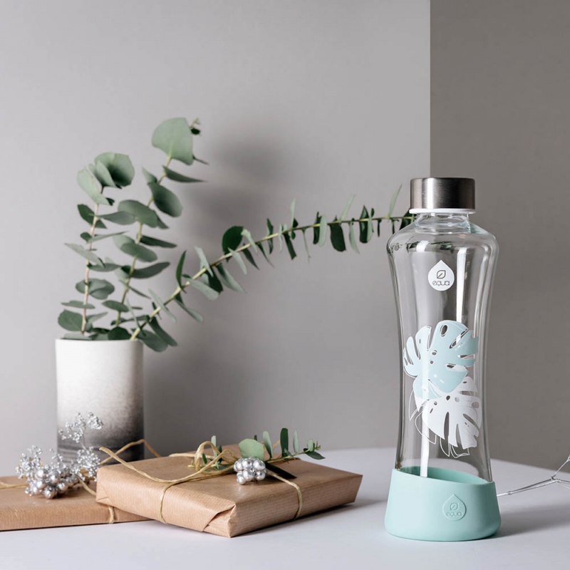 EQUA ◆ 耐熱曲線玻璃瓶550ml-沁藍