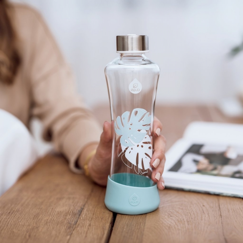 EQUA ◆ 耐熱曲線玻璃瓶550ml-沁藍