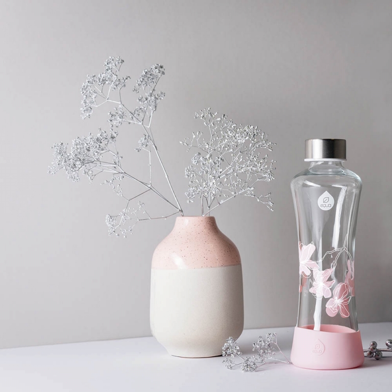 EQUA ◆ 耐熱曲線玻璃瓶550ml-粉色玉蘭