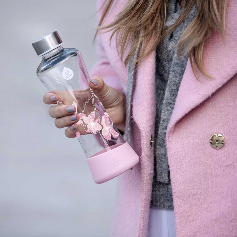 EQUA ◆ 耐熱曲線玻璃瓶550ml-粉色玉蘭