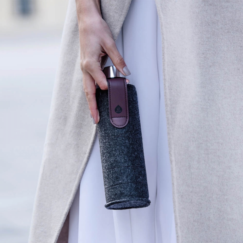 EQUA ◆ 耐熱氈套玻璃瓶550ml-皮革咖啡色