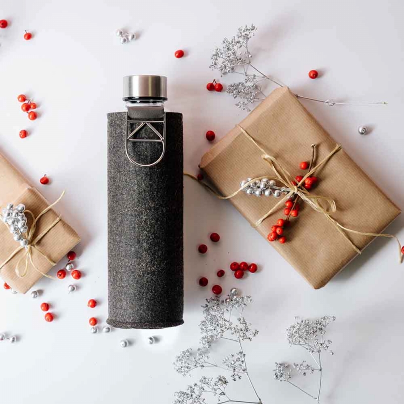 EQUA ◆ 耐熱氈套玻璃瓶550ml-銀扣環