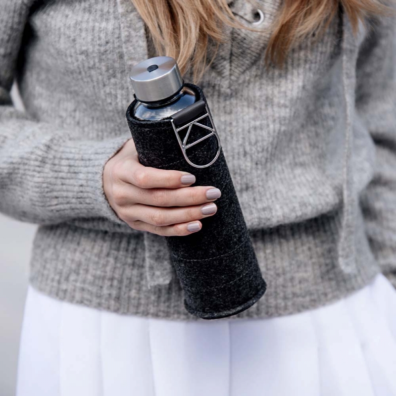 EQUA ◆ 耐熱氈套玻璃瓶550ml-銀扣環