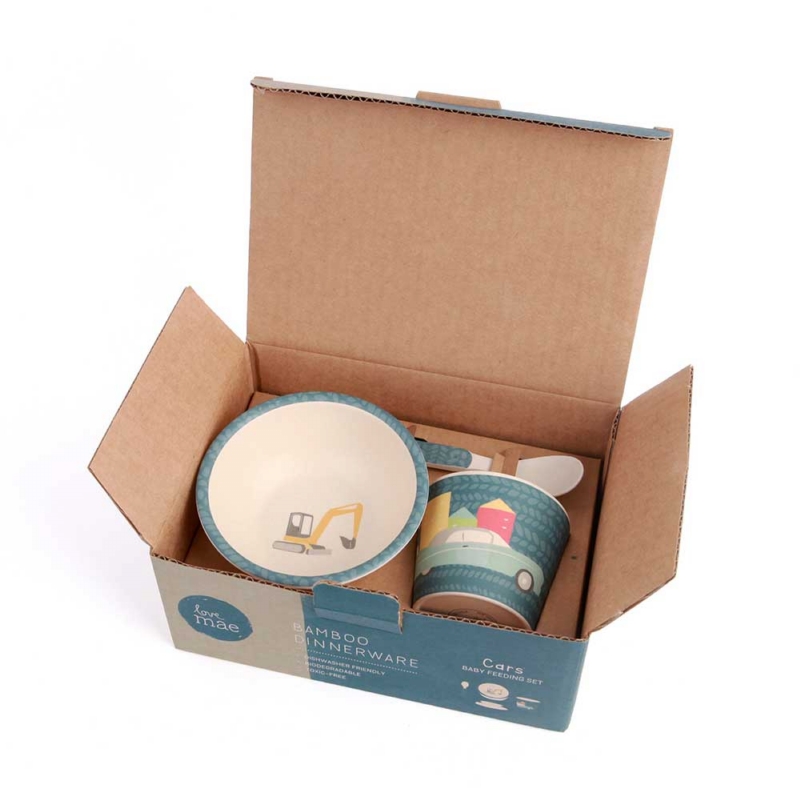 Love Mae ◆ 汽車寶寶學習組(附吸盤)- 無毒環保竹製兒童餐具