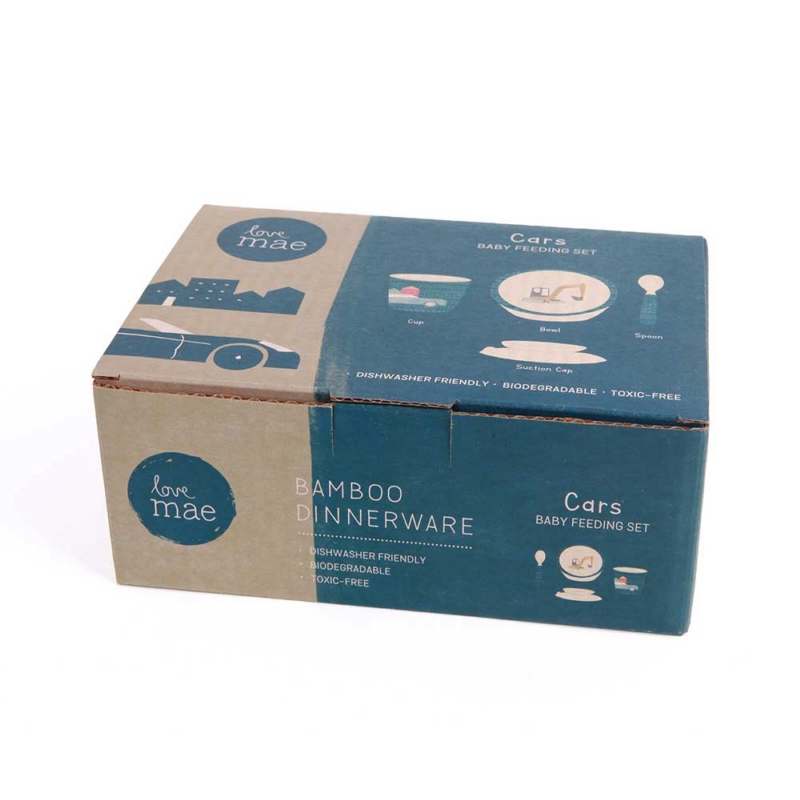 Love Mae ◆ 汽車寶寶學習組(附吸盤)- 無毒環保竹製兒童餐具