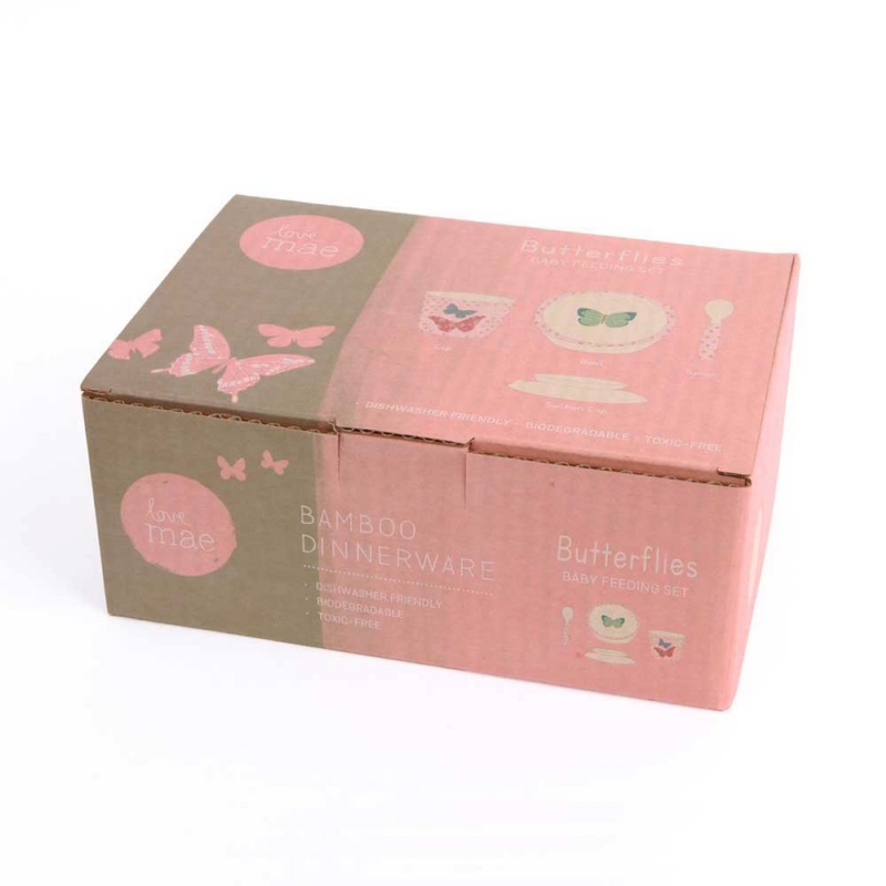 Love Mae ◆ 蝴蝶寶寶學習組(附吸盤)- 無毒環保竹製兒童餐具