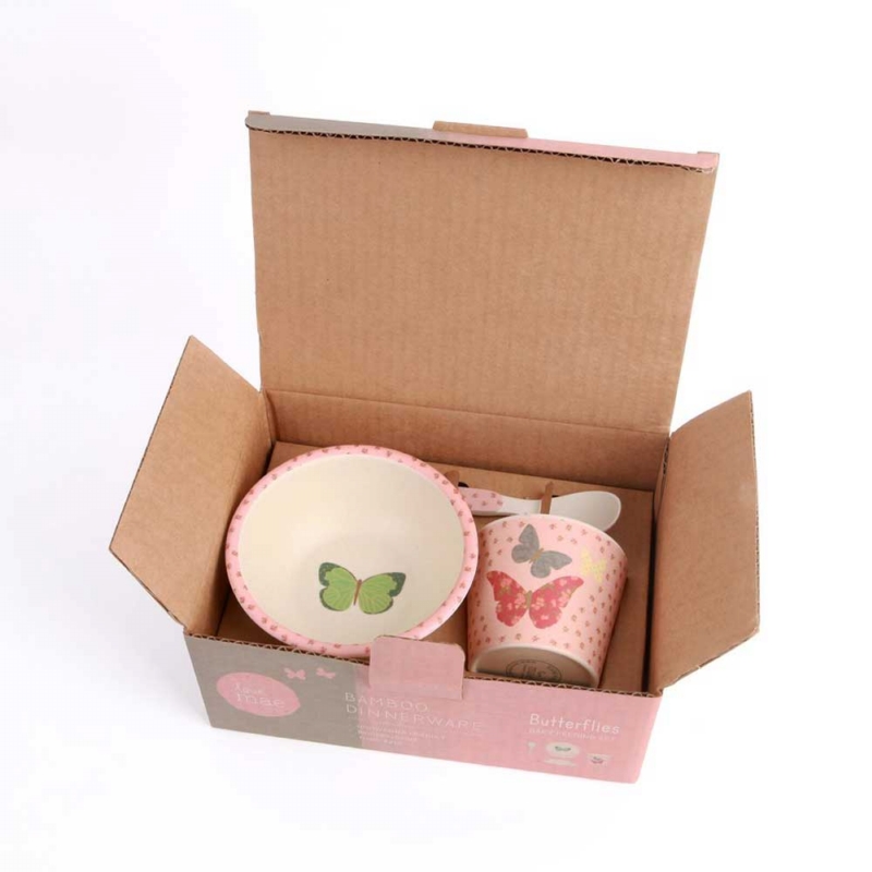 Love Mae ◆ 蝴蝶寶寶學習組(附吸盤)- 無毒環保竹製兒童餐具