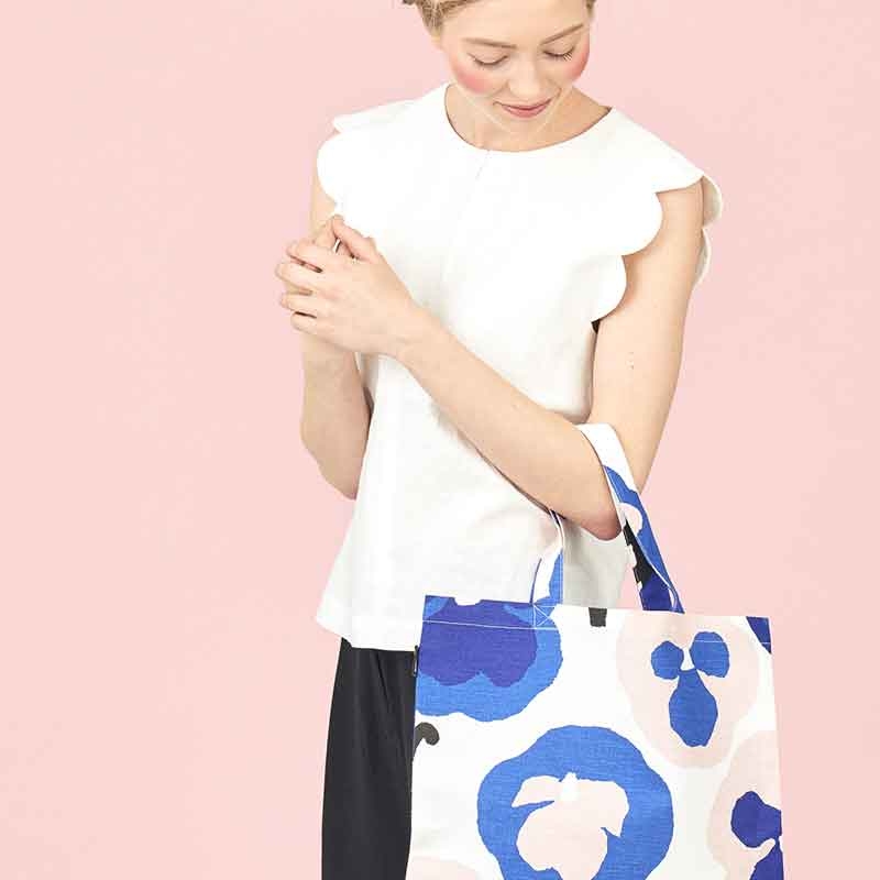 Kauniste ◆ 棉麻提袋 - 藍色三色菫