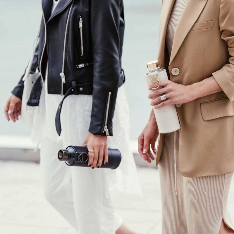 EQUA ◆ 耐熱皮革套玻璃瓶750ml-玫瑰金