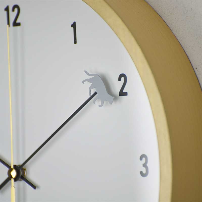 Zeller Life ◆ 悠閒午後小灰貓靜音掛鐘-自然