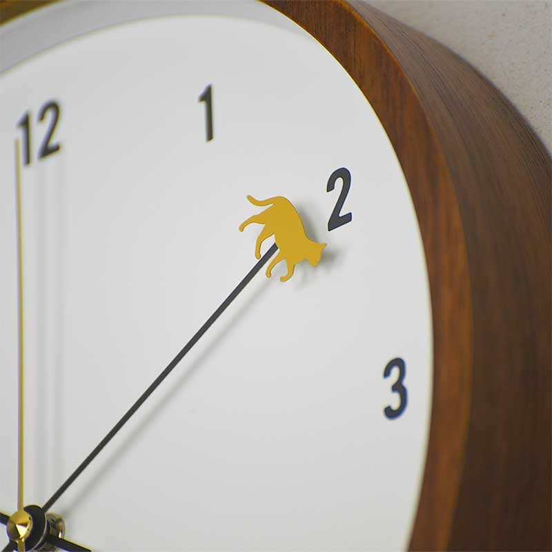 Zeller Life ◆ 悠閒午後小橘貓靜音掛鐘-棕