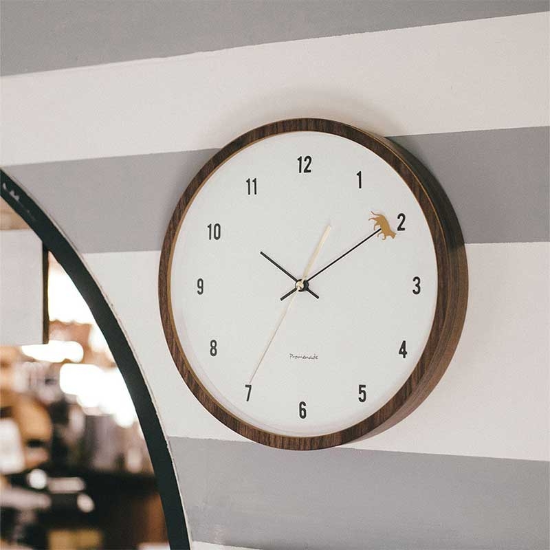 Zeller Life ◆ 悠閒午後小橘貓靜音掛鐘-棕