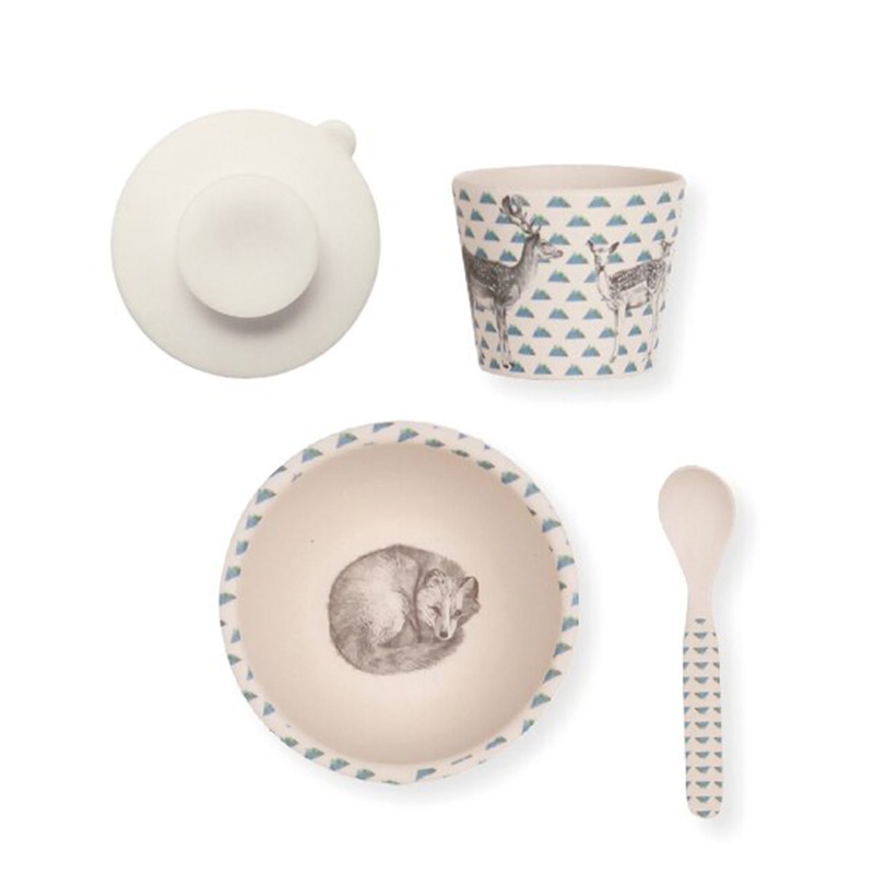 Love Mae ◆ 小狐狸寶寶學習組(附吸盤)- 無毒環保竹製兒童餐具