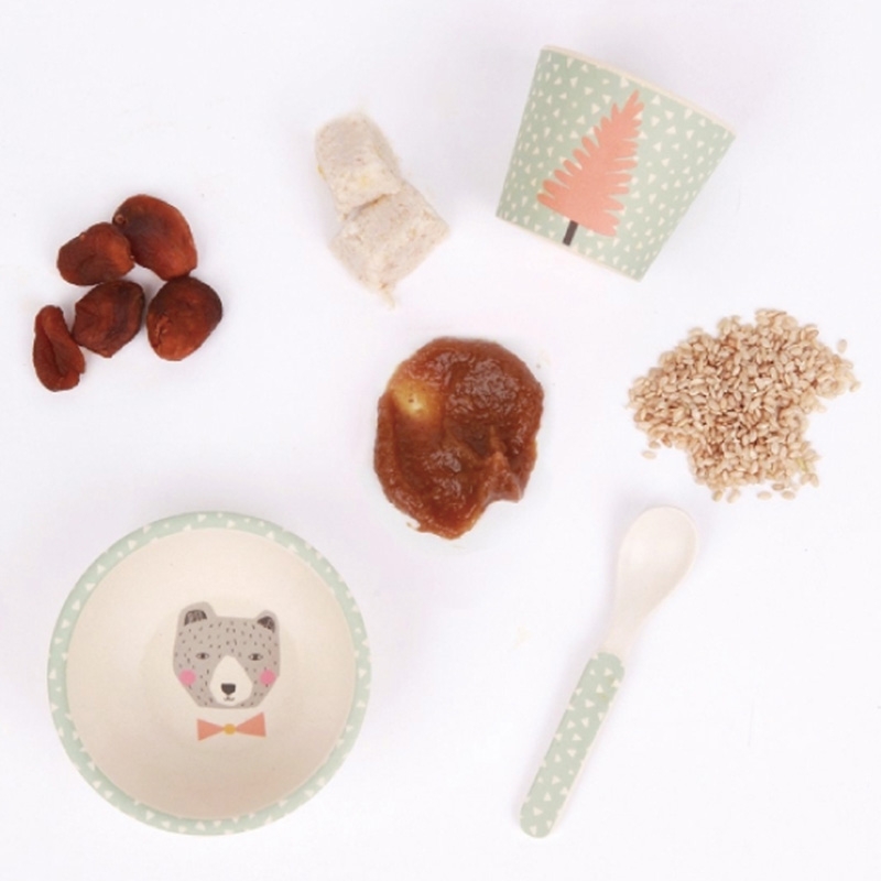 Love Mae ◆ 可愛小熊寶寶學習組(附吸盤)- 無毒環保竹製兒童餐具