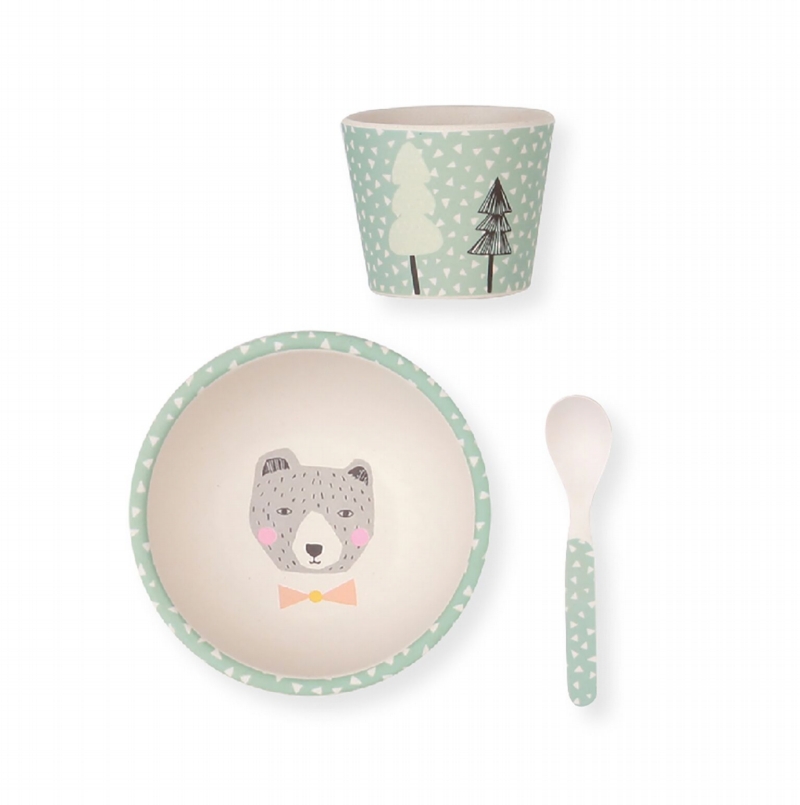 Love Mae ◆ 可愛小熊寶寶三件組- 無毒環保竹製兒童餐具