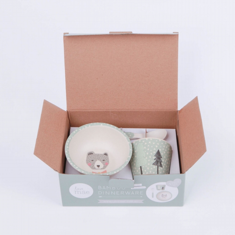 Love Mae ◆ 可愛小熊寶寶三件組- 無毒環保竹製兒童餐具