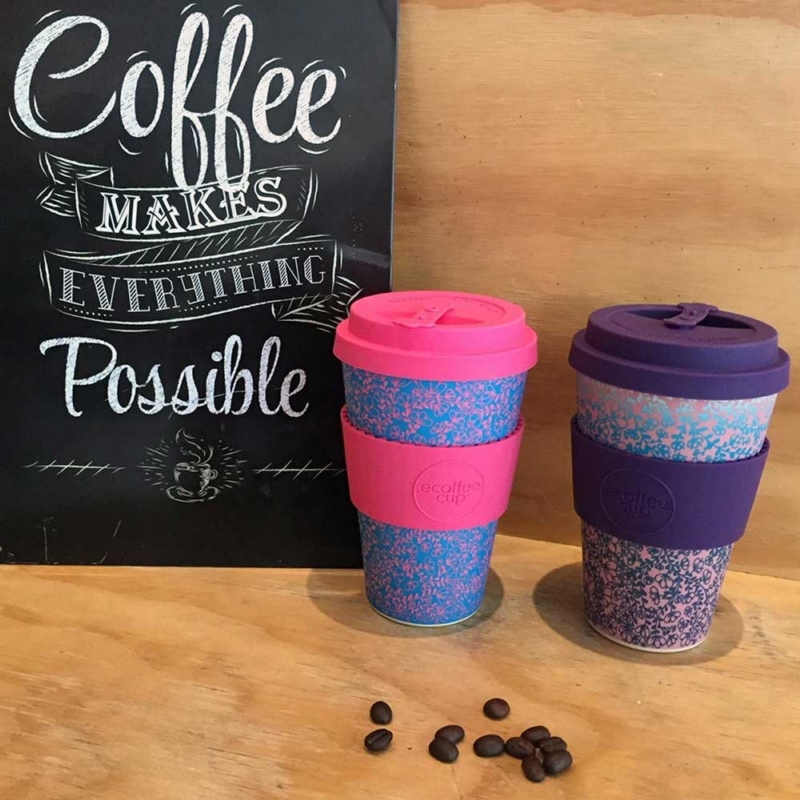 Ecoffee ◆ 環保隨行杯14oz (粉藍花)
