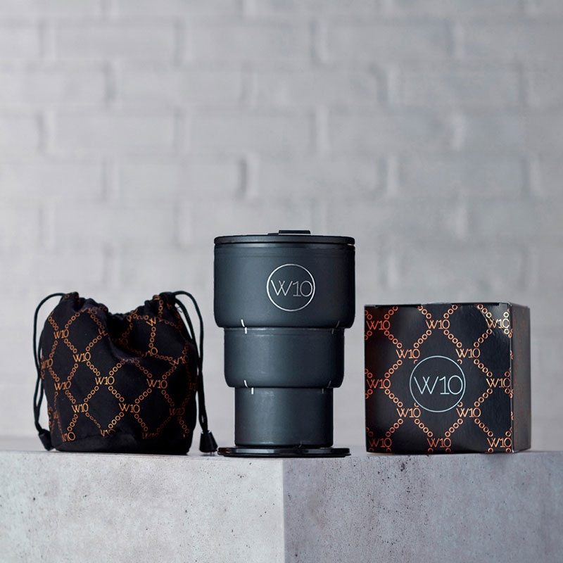 W10 ◆ 專利雙層不鏽鋼保溫折疊杯-黑