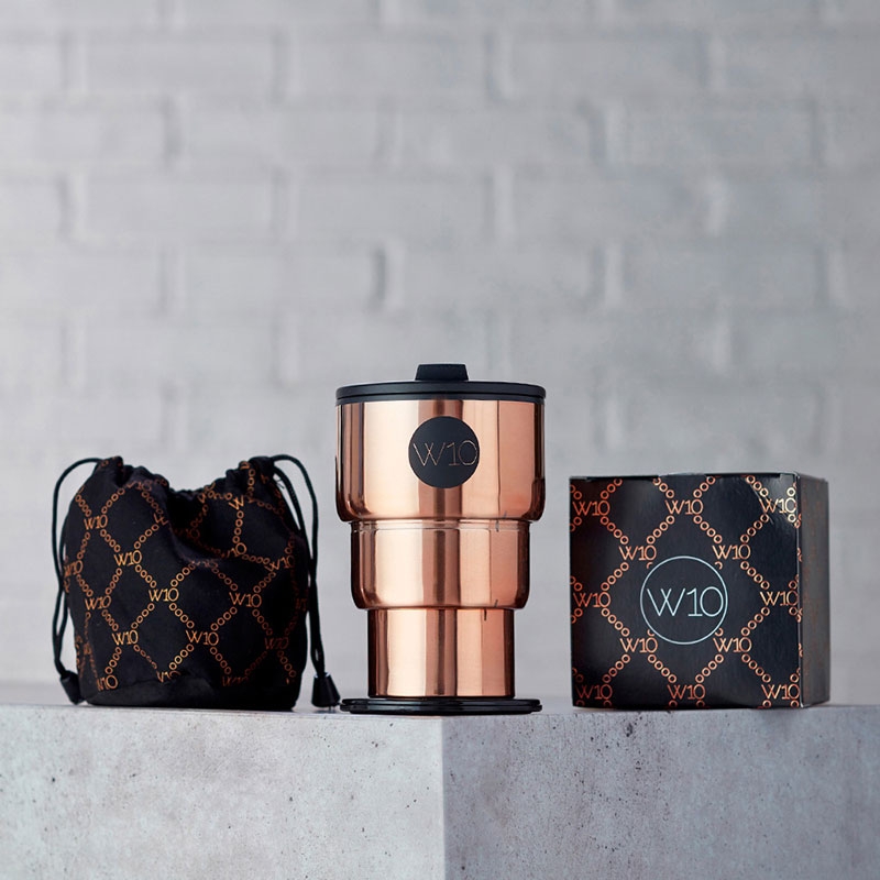 W10 ◆ 專利雙層不鏽鋼保溫折疊杯-黑