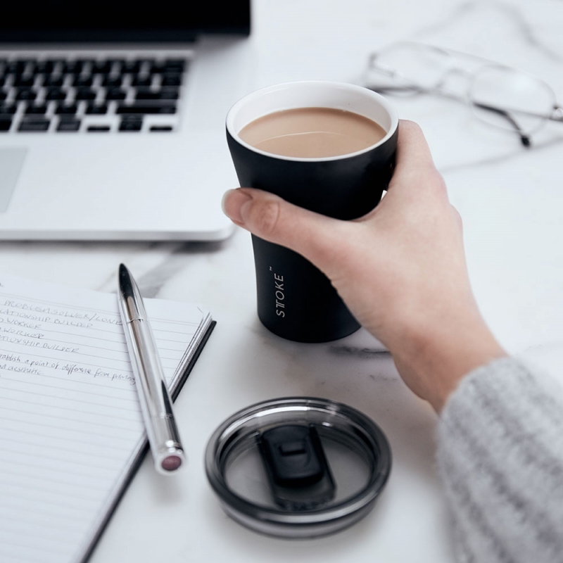 STTOKE ◆ 精品陶瓷隨行杯-奢華黑  8oz(240ml)