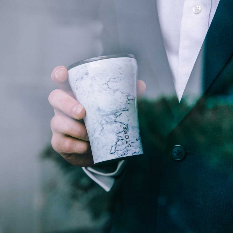 STTOKE ◆ 精品陶瓷隨行杯-白大理石-限定版 8oz(240ml)