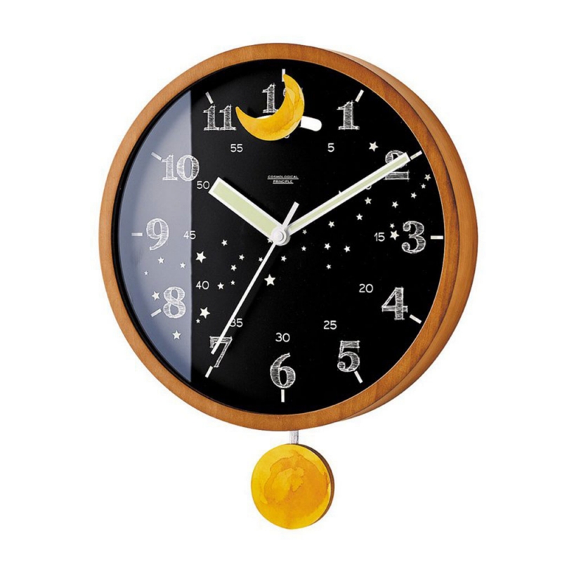 Zeller Life ◆ 閃閃星空夜光搖擺掛鐘-夜空黑