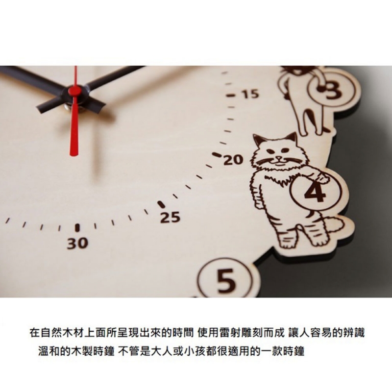 yamato japan ◆ 純手工木製可愛貓咪造型壁掛時鐘