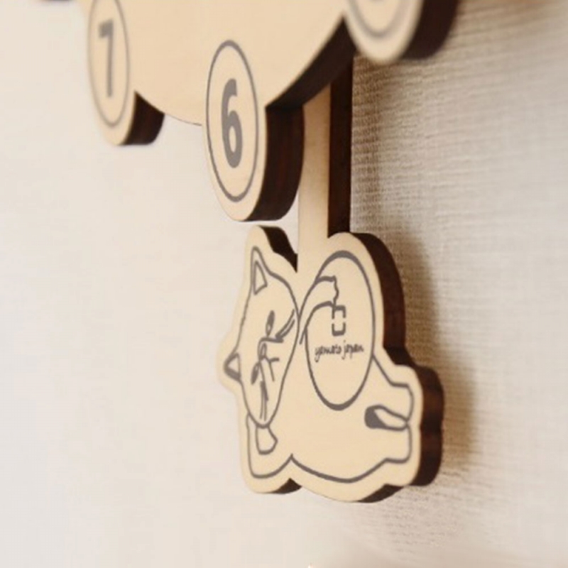 yamato japan ◆ 純手工木製可愛貓咪造型壁掛時鐘