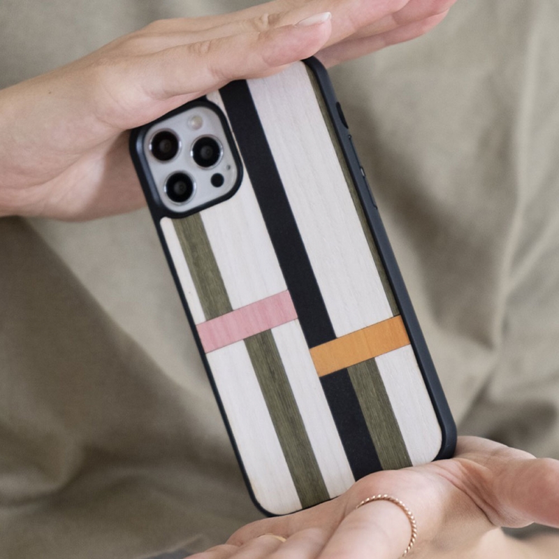 【預購】WOOD'D ◆ 原木手機殼/色彩方格 COLOR GRID-iPhone 系列