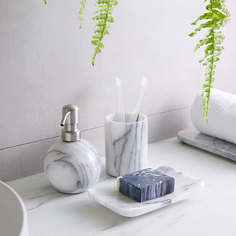 奇鈺家居 ◆ 【活動組合】大理石衛浴組 2色 (洗手乳罐/肥皂盤/漱口杯)