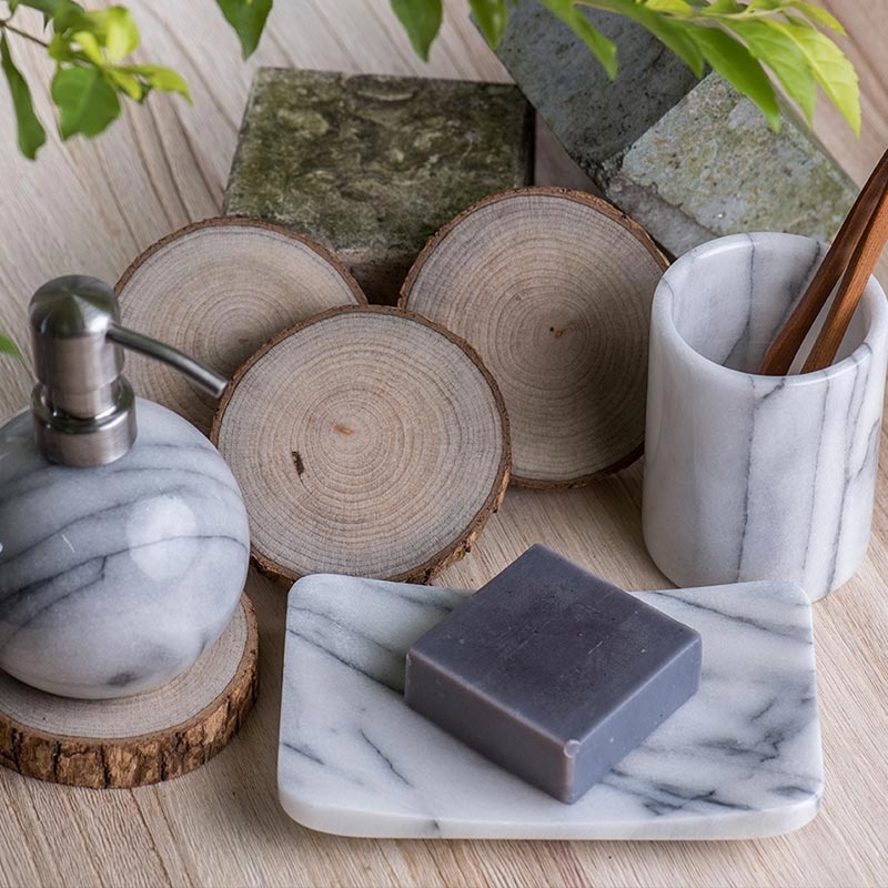 奇鈺家居 ◆ 【活動組合】大理石衛浴組 2色 (洗手乳罐/肥皂盤/漱口杯)