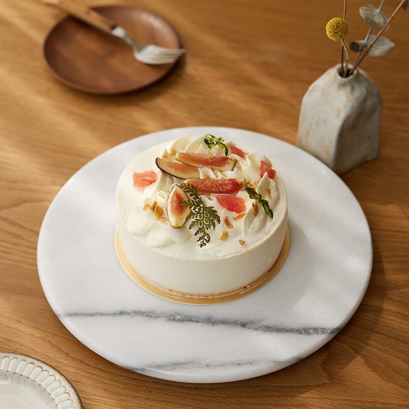 奇鈺家居 ◆ 【活動組合】白色大理石料理板 + 圓形轉盤/2色 (組)