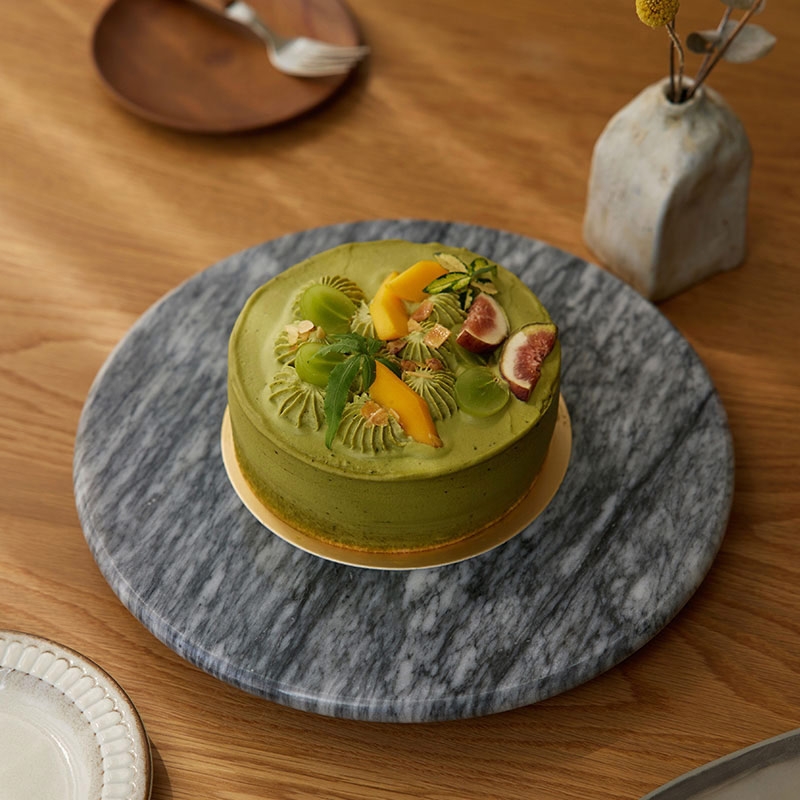 奇鈺家居 ◆ 【活動組合】白色大理石料理板 + 圓形轉盤/2色 (組)