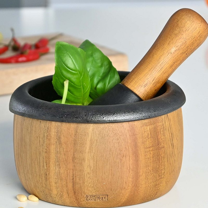 德國 AdHoc ◆ 鑄鐵實木研缽組