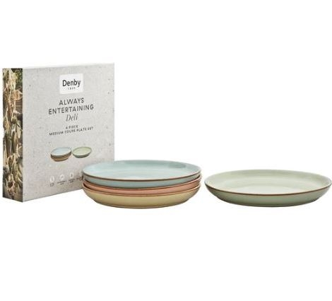 【英國Denby】典藏4色早餐邊盤禮盒-21cm-天藍/鵝黃/嫩綠/粉橘