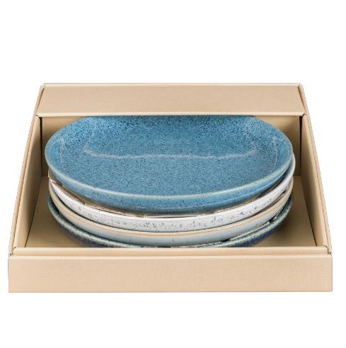 【英國Denby】藍色藝匠4色早餐邊盤禮盒-21cm