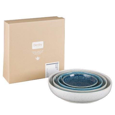 【英國Denby】藍色藝匠4色淺碟禮盒-13/17/20/24cm