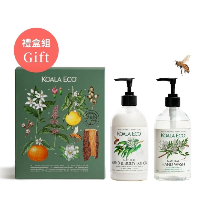澳洲 Koala Eco｜【洗潤呵護】二入組禮盒─護潤護手霜&護潤洗手露