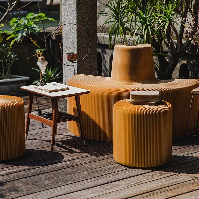 台灣 洛陽紙櫃 ◆ Virgin Stool 蜂巢凳 淺牛皮