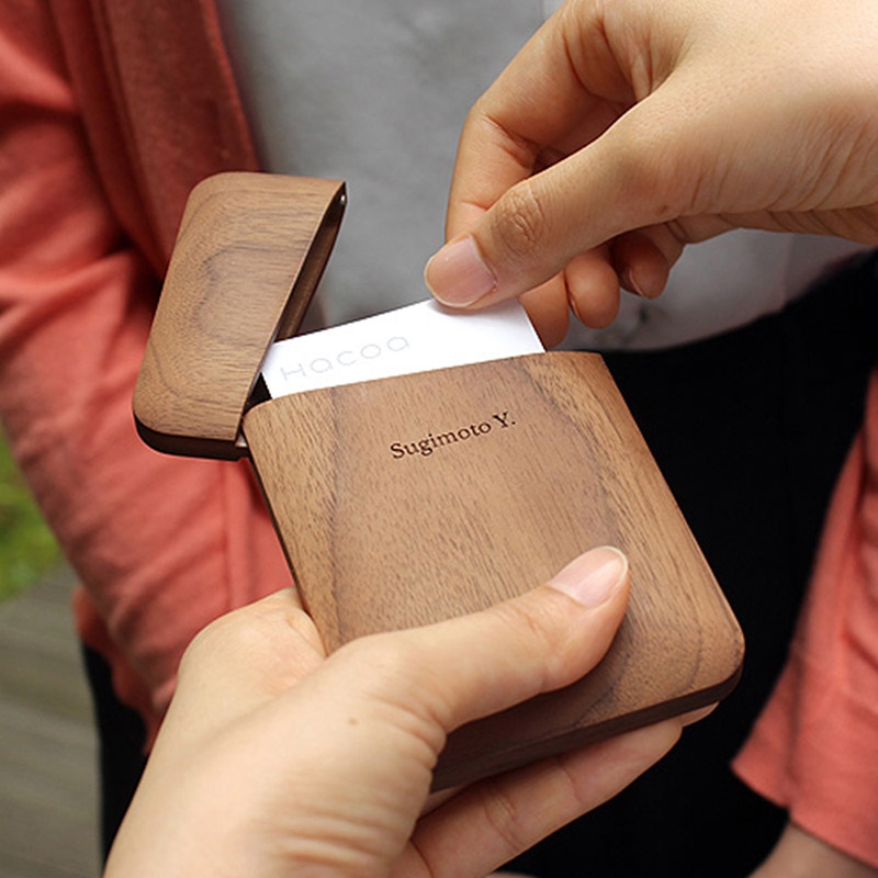 【預購】Hacoa ◆ 原木紳士名片盒 櫻桃木/核桃木