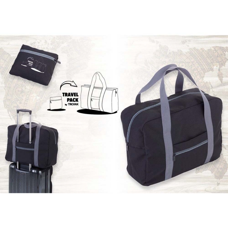 德國 TROIKA ◆ 快速摺疊收納旅行袋-黑